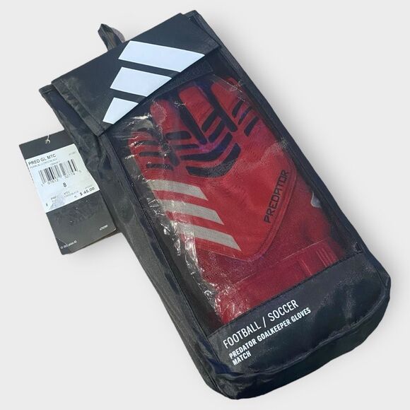 Adidas Predator Match Goalkeeper Red White Soccer Gloves JH3801 size 8 New - Picture 1 of 6